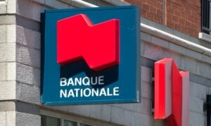 A sign outside of a National Bank of Canada branch