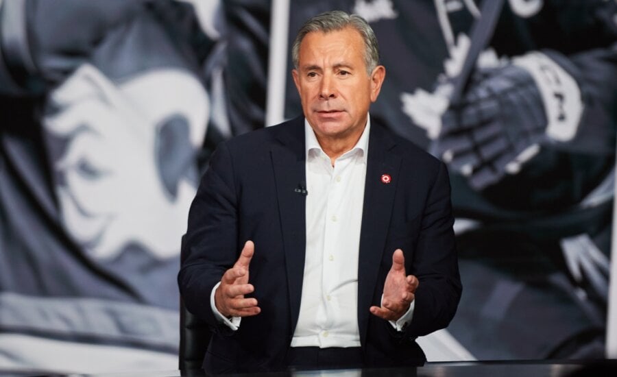 Rogers Communications Inc. hopes to find "revenue and cost synergies" in its expanded portfolio of sports assets after becoming the majority owner of Maple Leaf Sports & Entertainment. Rogers president and CEO Tony Staffieri speaks at a press conference in Toronto on Wednesday, April 2, 2025.
