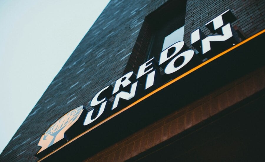 Large credit union sign on a building