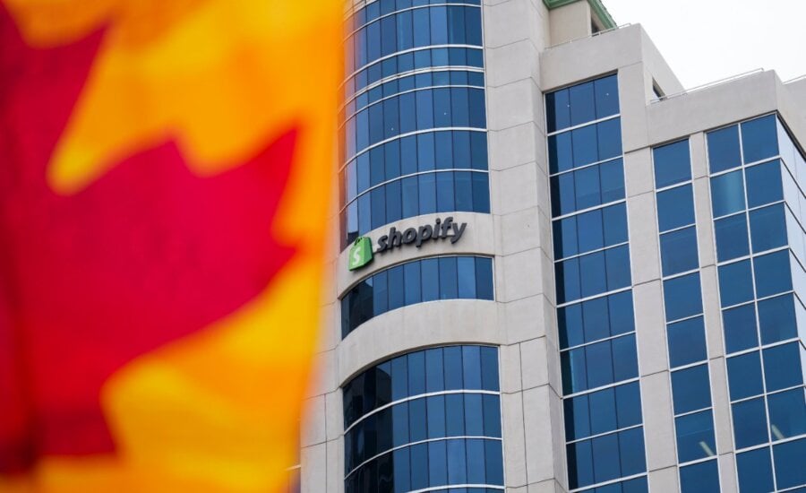 Shopify Inc. headquarters signage in Ottawa on Tuesday, May 3, 2022.