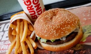 This Feb. 1, 2018, file photo shows a Burger King Whopper meal combo at a restaurant in Punxsutawney, Pa. Restaurant Brands, which operates Burger King, reports financial results Friday, Aug. 2.