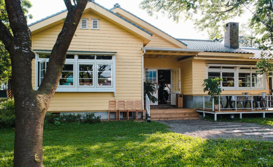 Yellow bungalow house