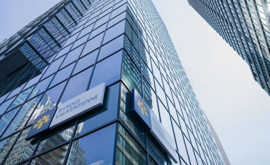 Office towers with the Laurentian Bank logo