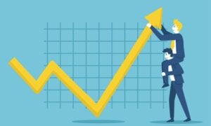 Illustration of stocks going up