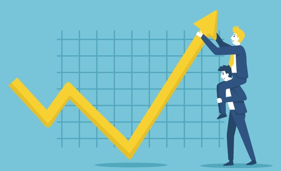 Illustration of stocks going up