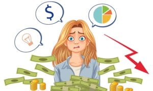 Illustration of woman regretting financial decisions