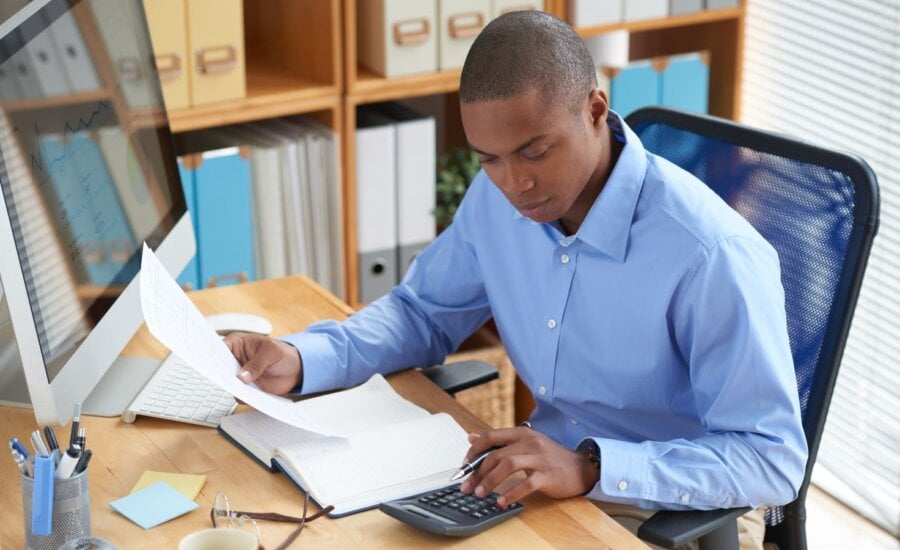 Accountant checking tax filing
