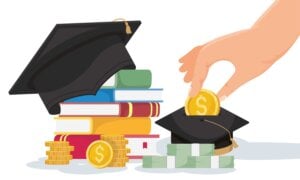 Illustration of books and money for education
