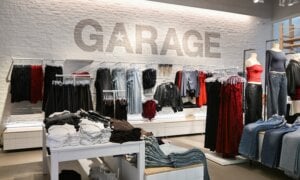 Clothing is on display inside a Garage clothing retail store in Montreal, Friday, Nov. 15, 2024.