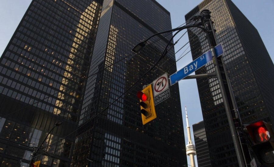 Bay Street bank buildings in Toronto's financial district