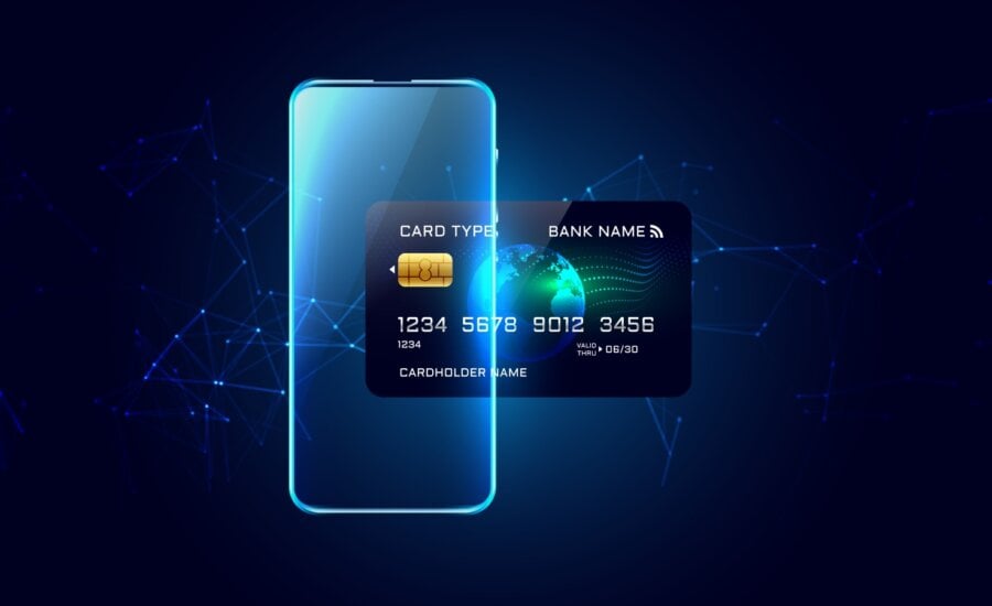 digital credit card transaction concept background
