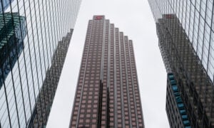 Bank towers are pictured in the financial district in Toronto, Friday, Sept. 8, 2023.