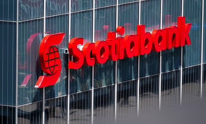 A Scotiabank sign is shown on a shopping mall in Ottawa on Thursday, June 27, 2024.
