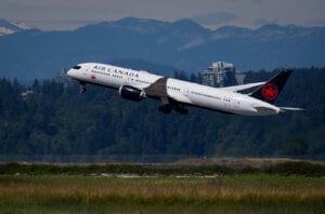 An Air Canada Boeing 787-9 aircraft takes off from Vancouver International Airport, in Richmond, B.C., on Friday, July 31, 2026
