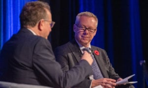 TMX Group Ltd. CEO John McKenzie fields questions on stage at the ASC Connect conference in Calgary, on Tuesday, Oct. 27, 2026, in this handout photo.