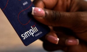 A Simplii Financial debit card is shown in a photo illustration made in Toronto, Friday, Oct. 9, 2026.