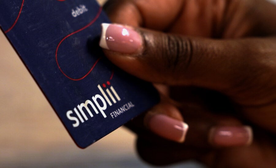 A Simplii Financial debit card is shown in a photo illustration made in Toronto, Friday, Oct. 9, 2026.